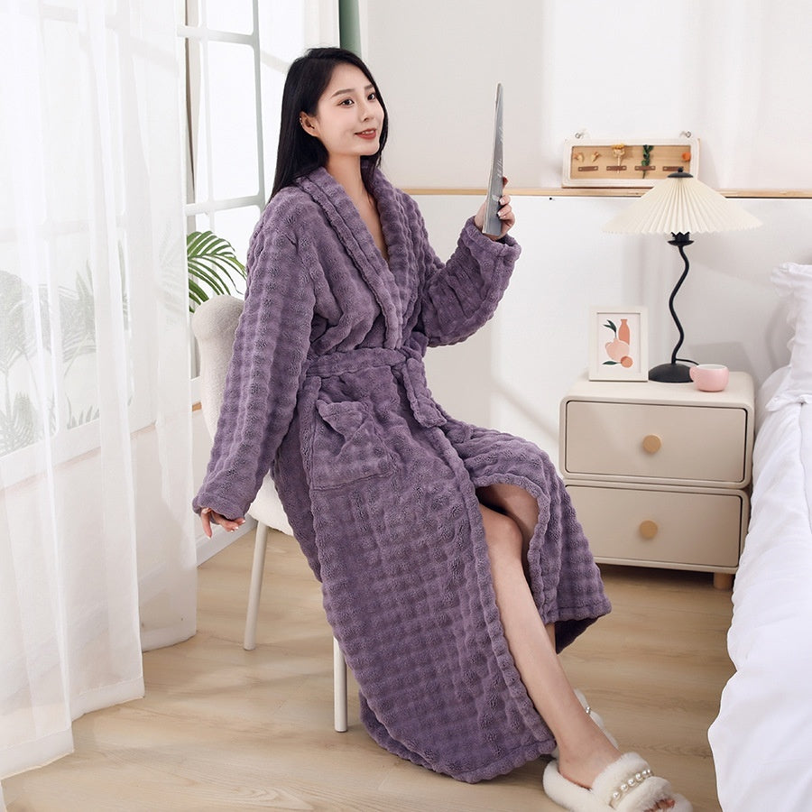 Nightgown Unisex Thickened Long-sleeved Pajamas